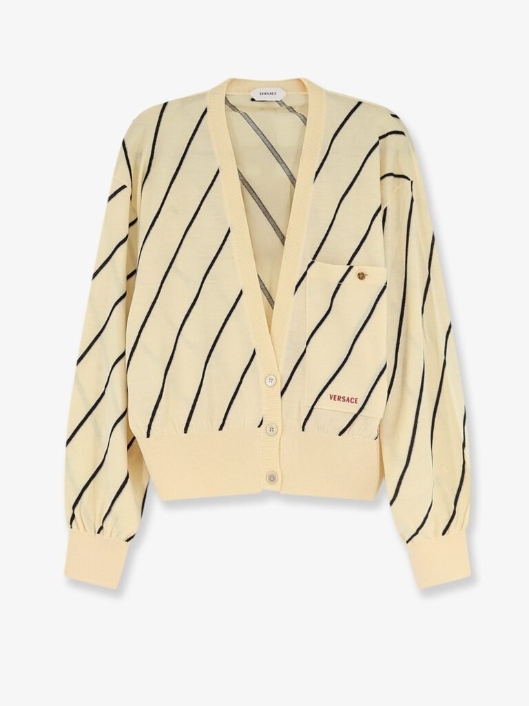 Wool blend cardigan with striped detail
