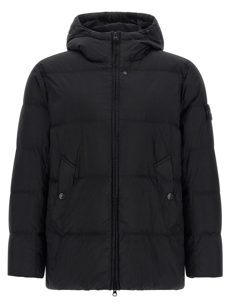 Crinkled-effect down jacket