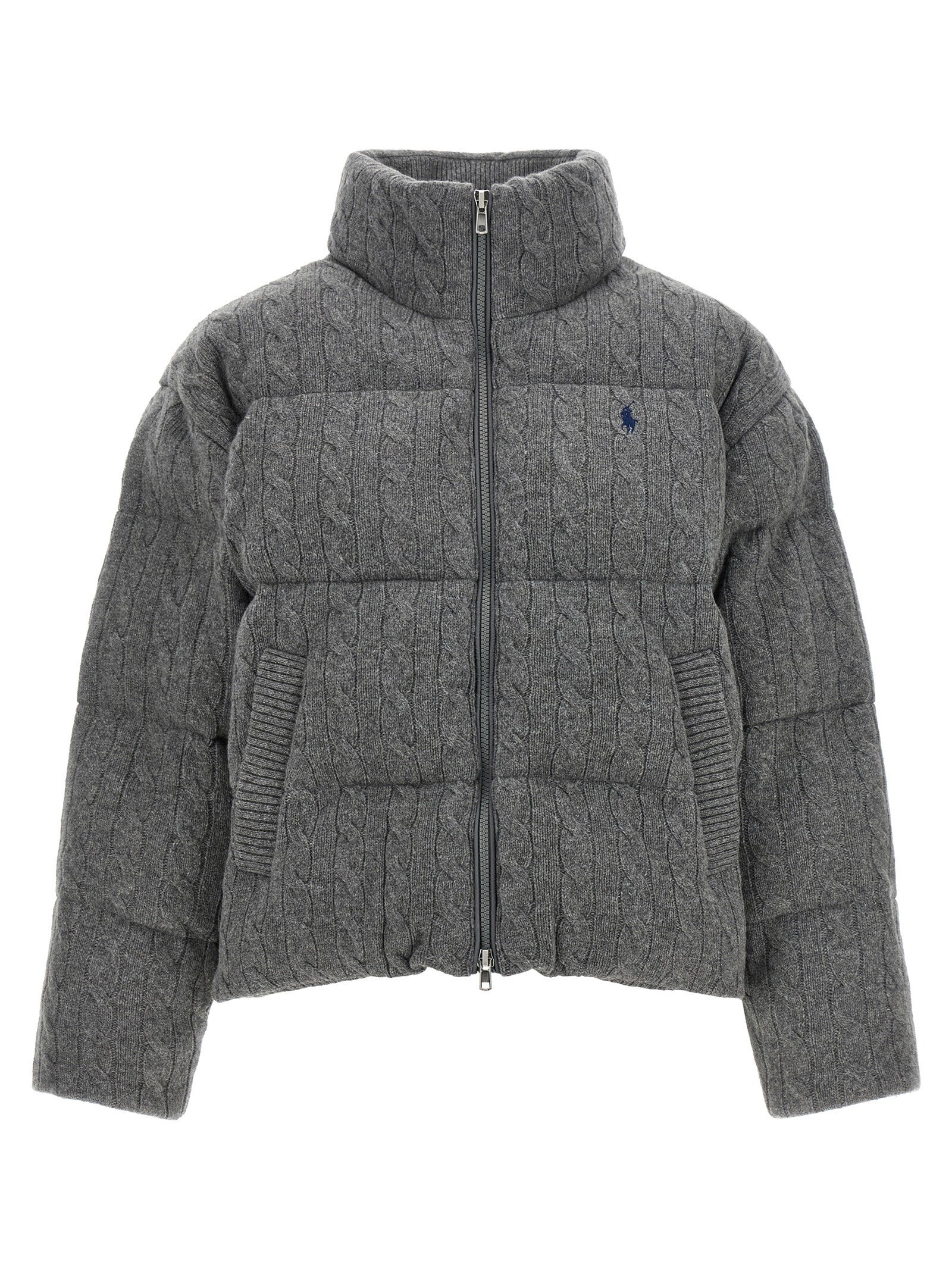 Knitted braided down jacket