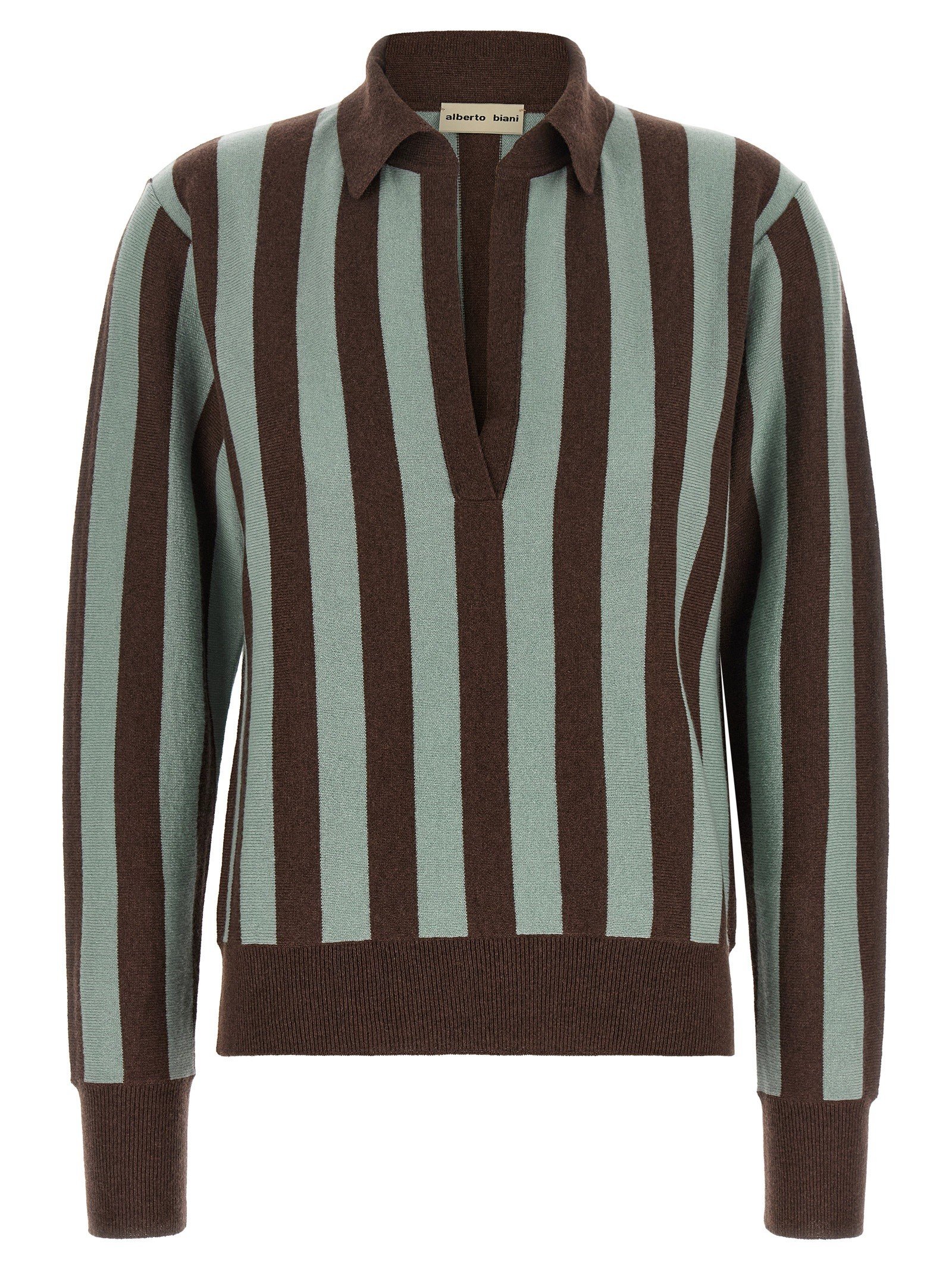 Striped knit polo shirt