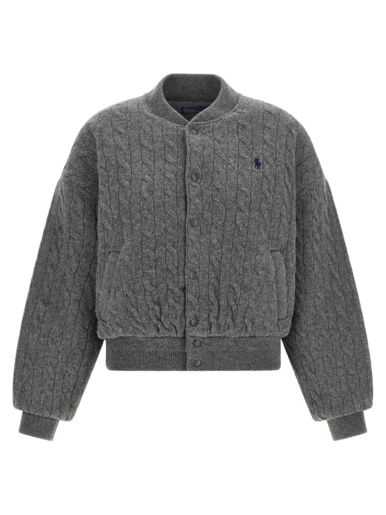Padded Knit Braided Bomber Jacket