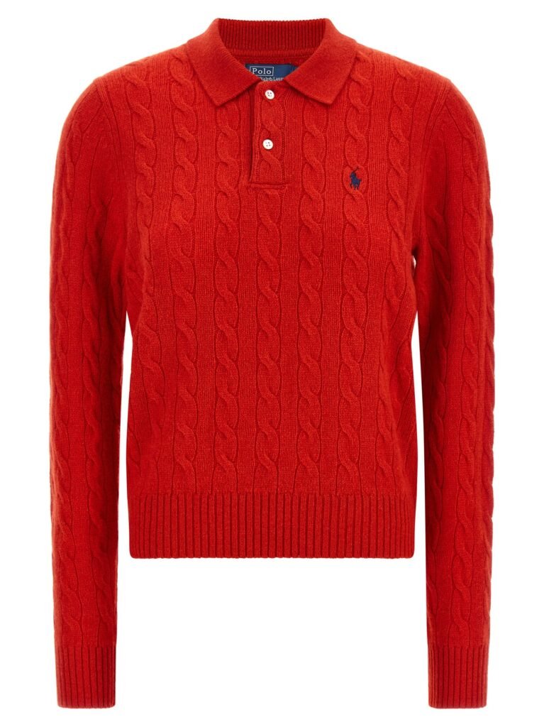 Braided knit polo shirt