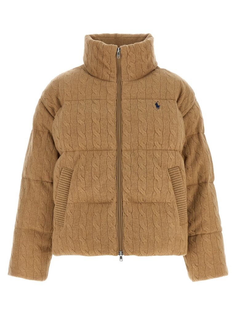 Knitted braided down jacket
