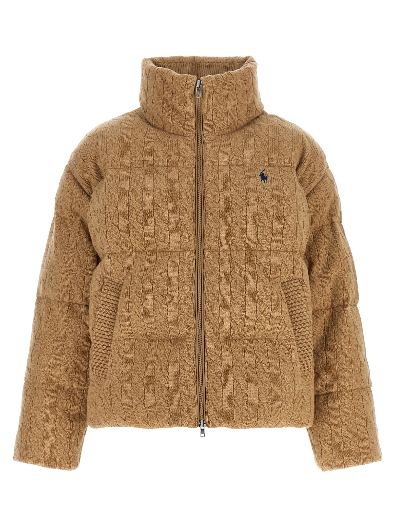Knitted braided down jacket