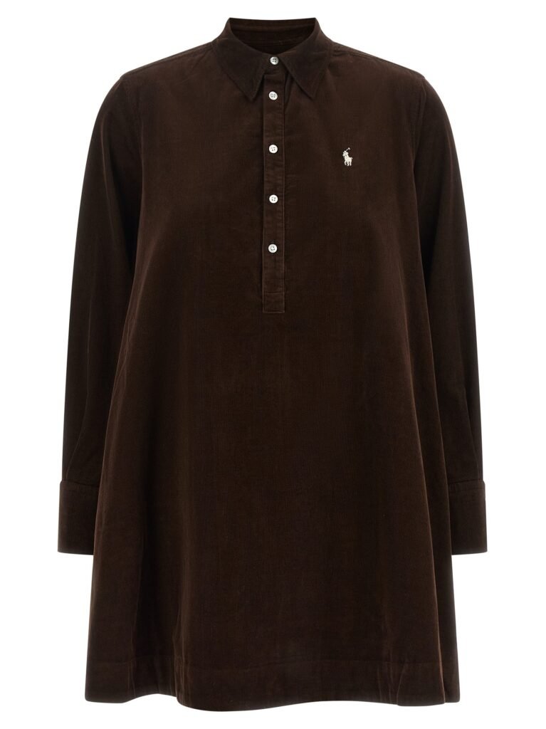 Corduroy dress with embroidery