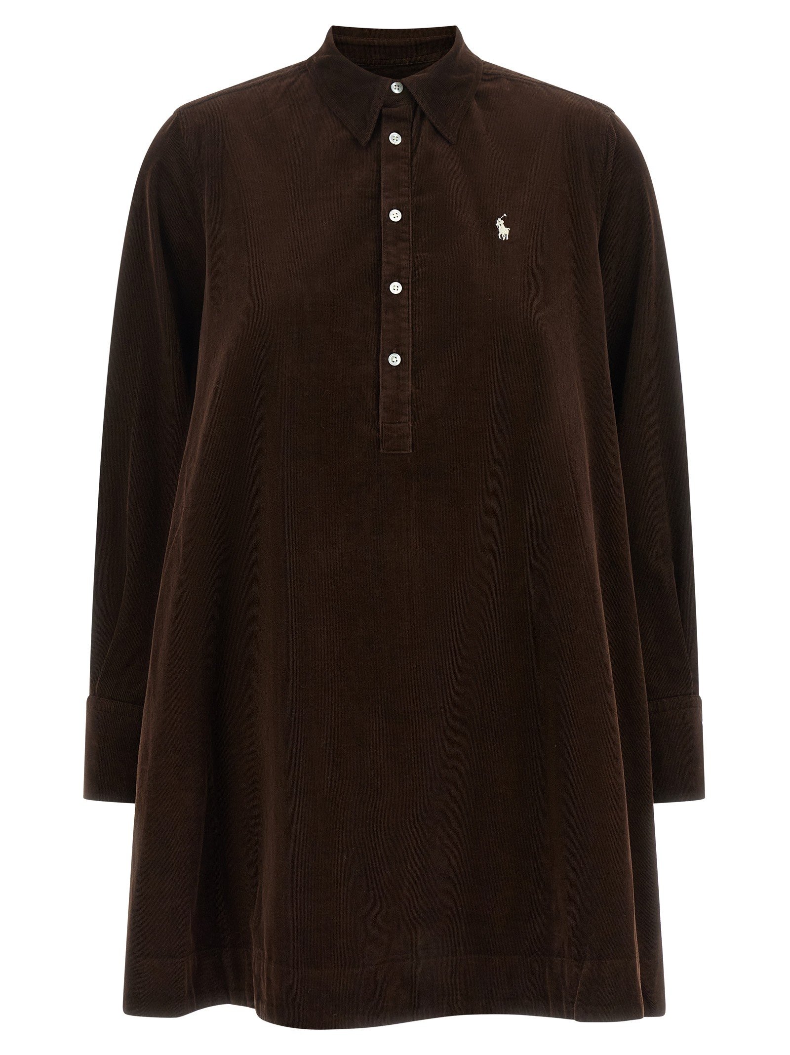 Corduroy dress with embroidery