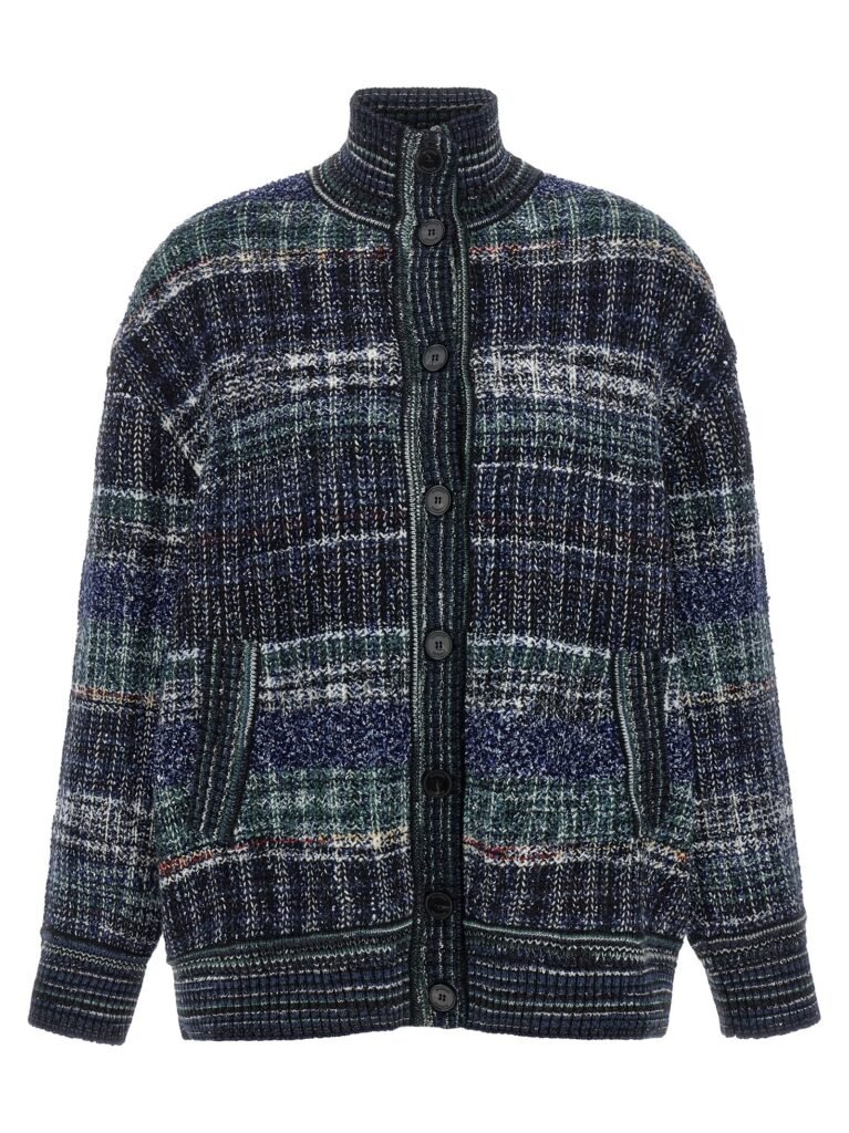 Check wool cardigan