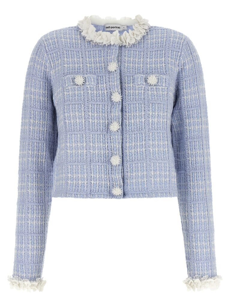 Check knit jacket