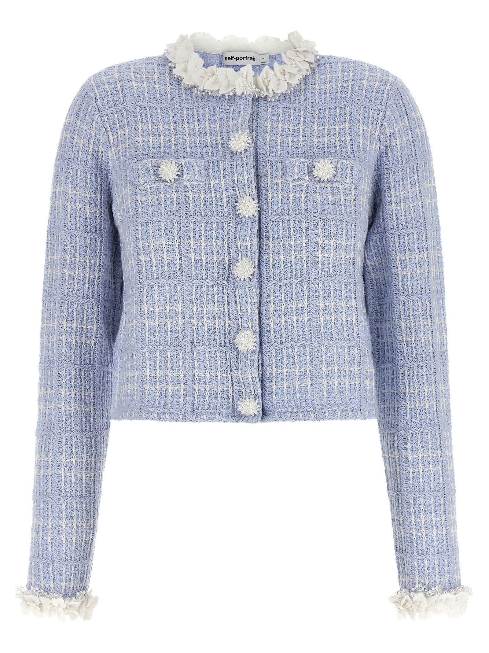 Check knit jacket