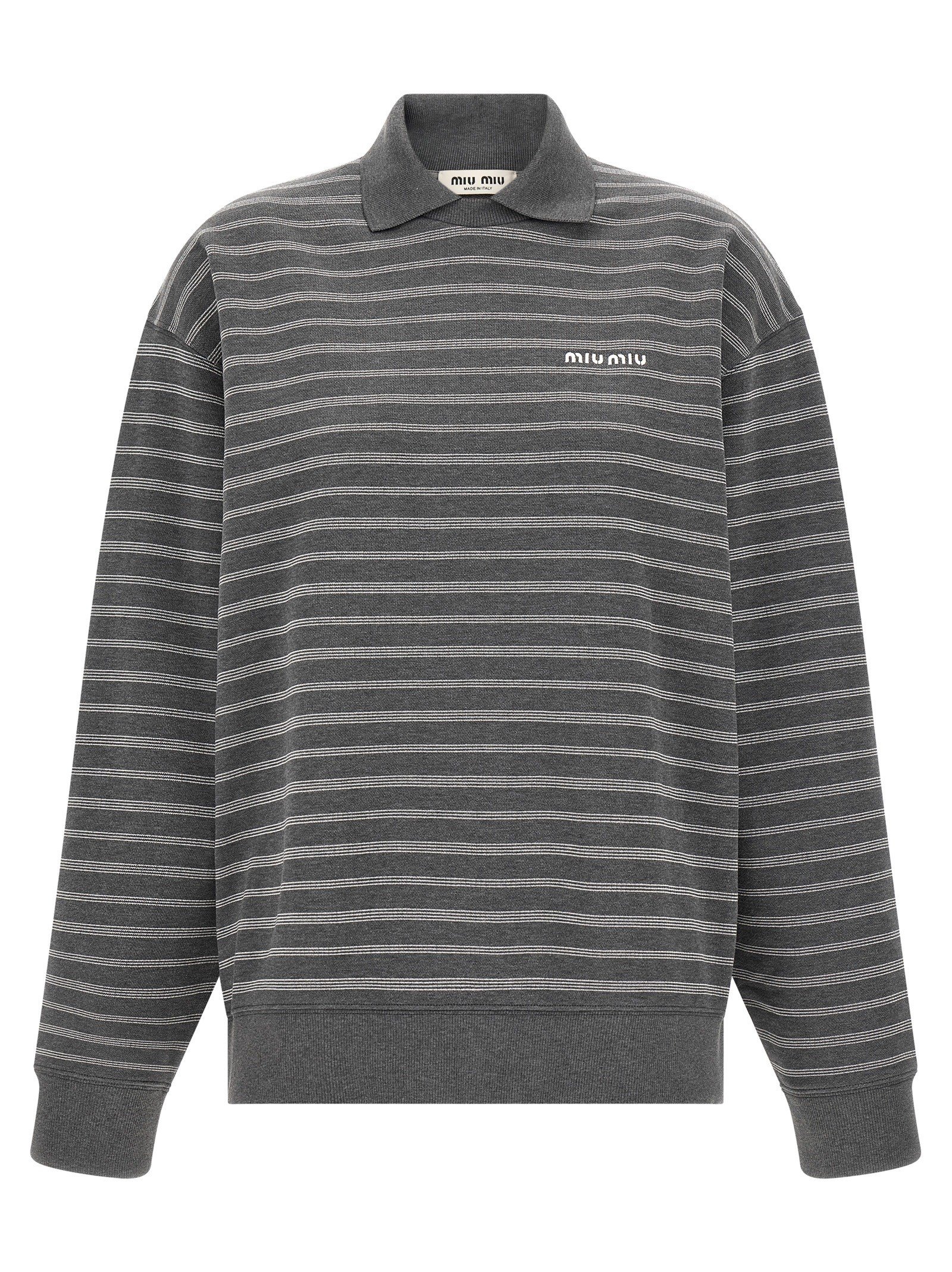 Striped Collared Sweatshirt