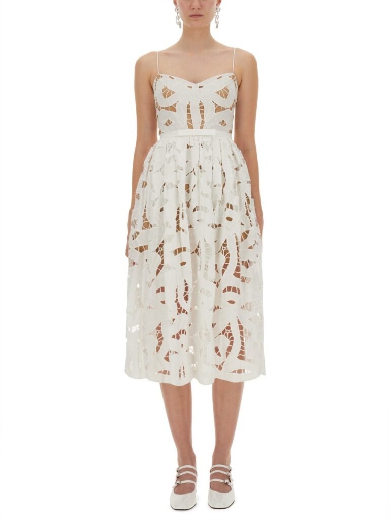 EMBROIDERED MIDI DRESS WITH BOW