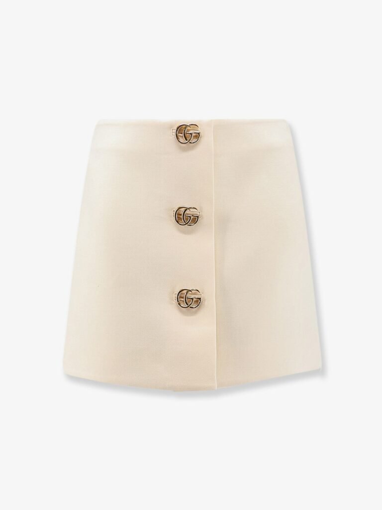 Wool crpe skirt with Double G button