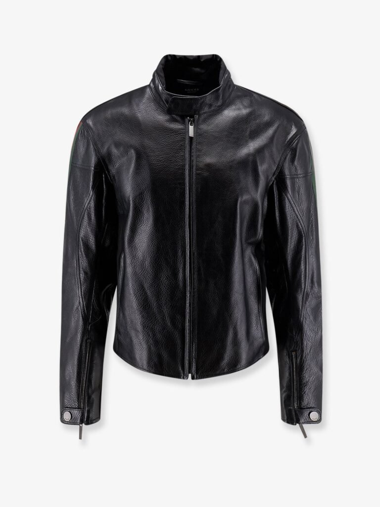 Leather bomber with Web details