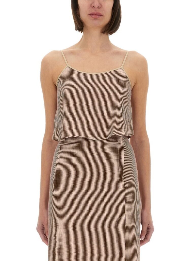 "MICRO STRIPE" TOP WITH LACES