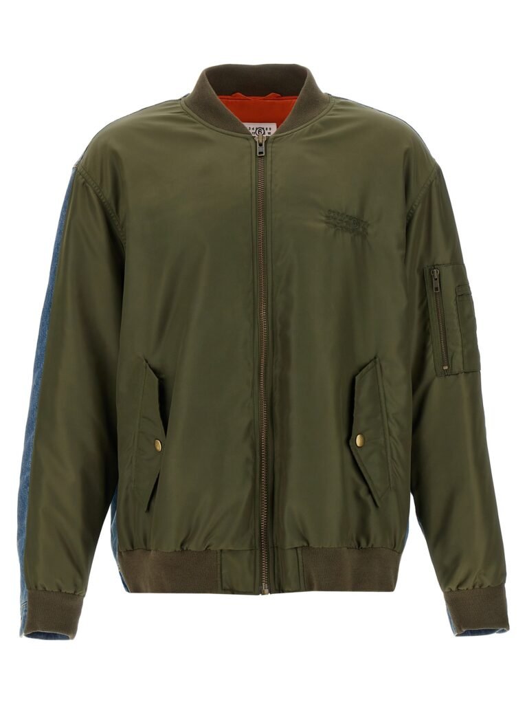 Bimaterial bomber jacket