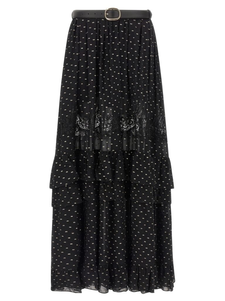 'Black And Gold Chiffon Lace Maxi' skirt