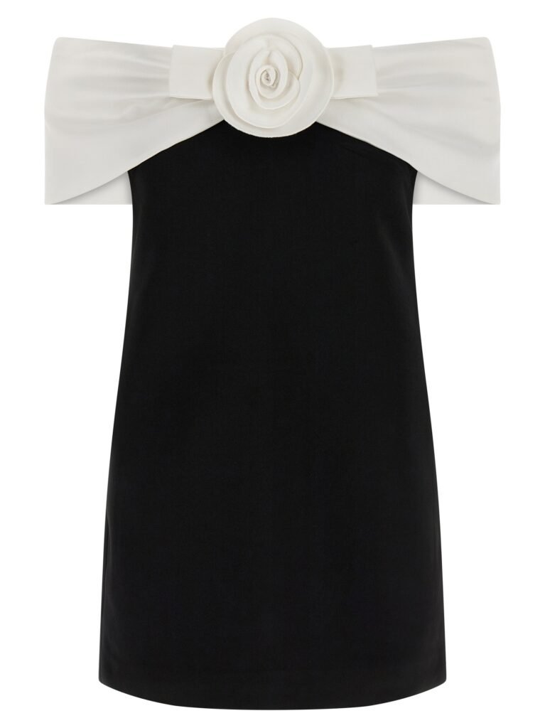 'Black Crêpe Flower Mini' dress