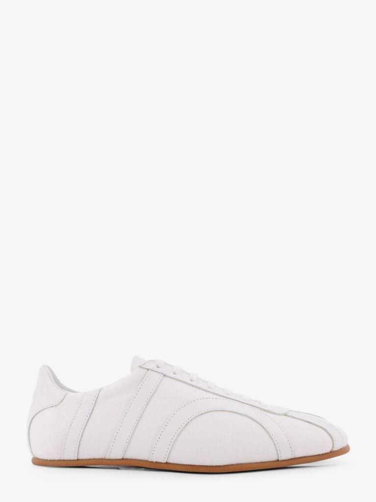 Canvas low-top sneakers with leather profiles
