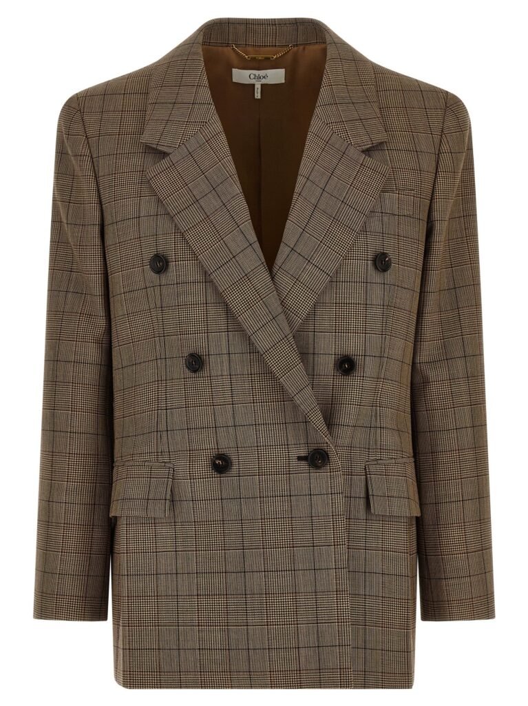 Check double-breasted blazer