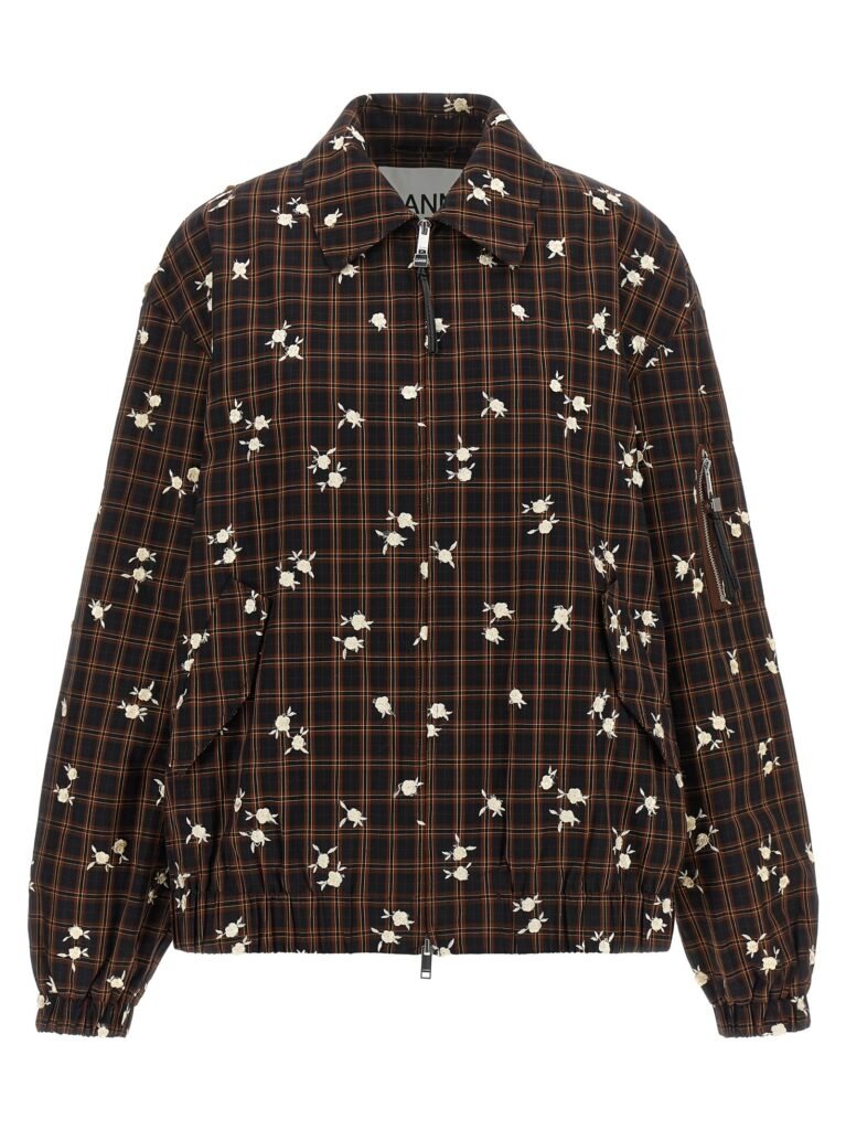 'Check Flower' bomber jacket