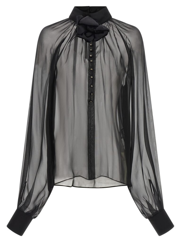 Chiffon blouse with flower