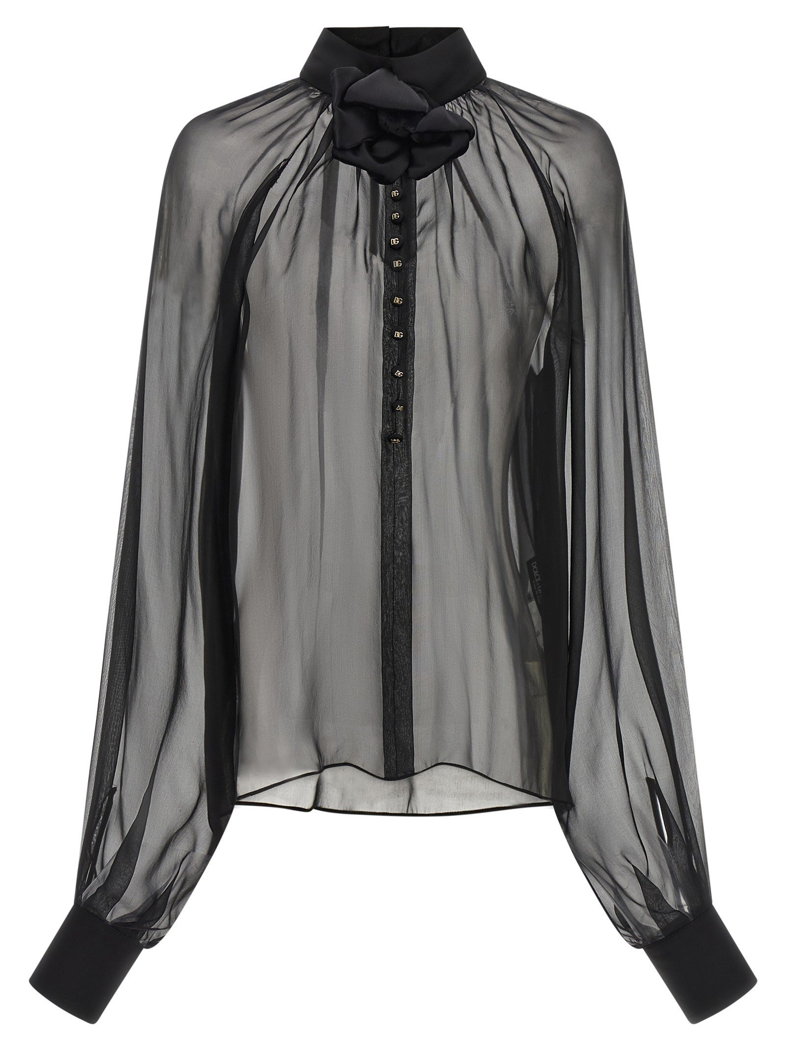 Chiffon blouse with flower