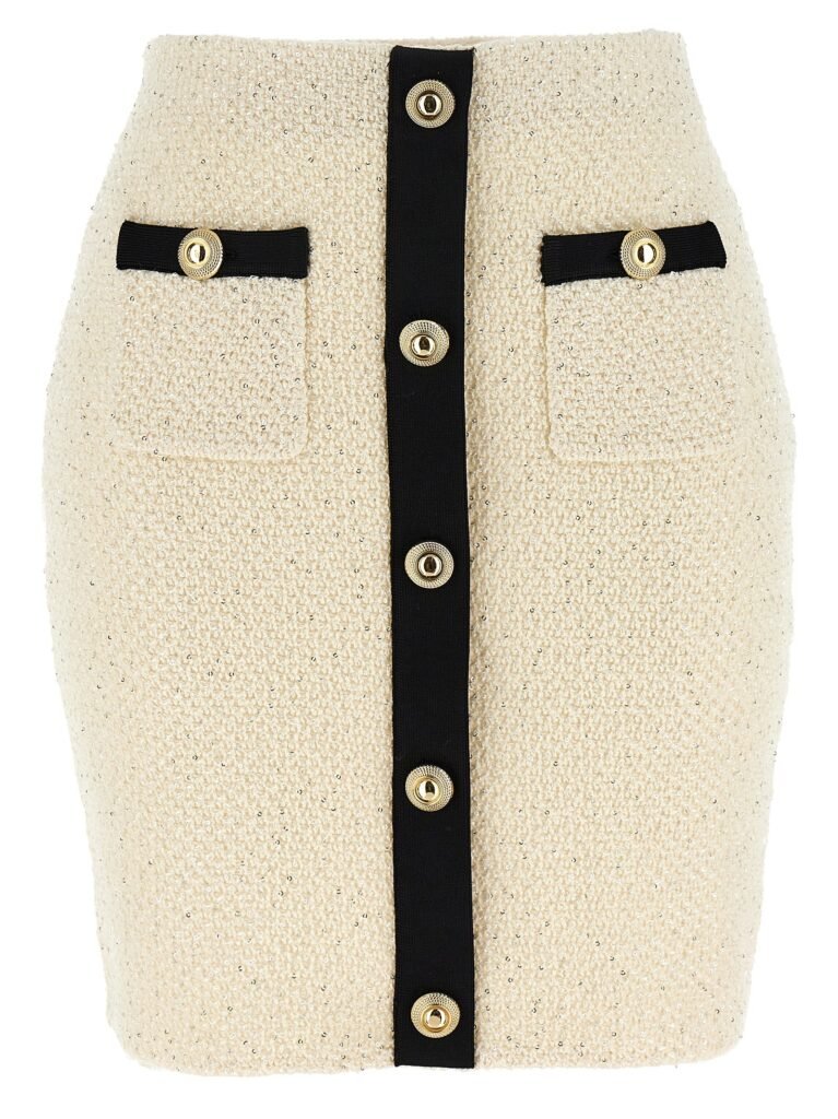 Cream Sequin Knit Mini' skirt