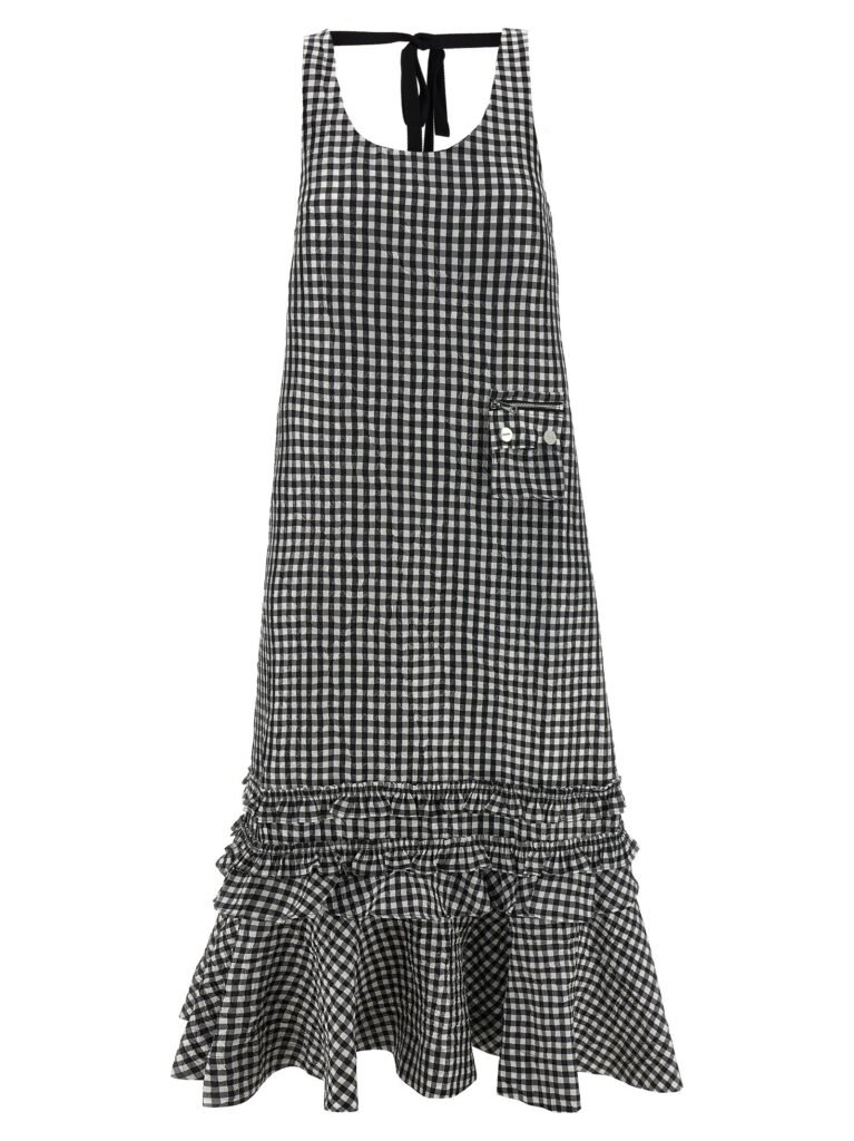 Crinkled Check Long' dress