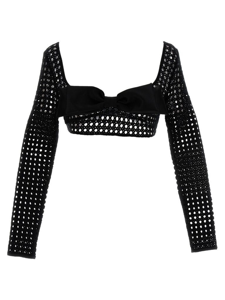 Cropped macramé bow top