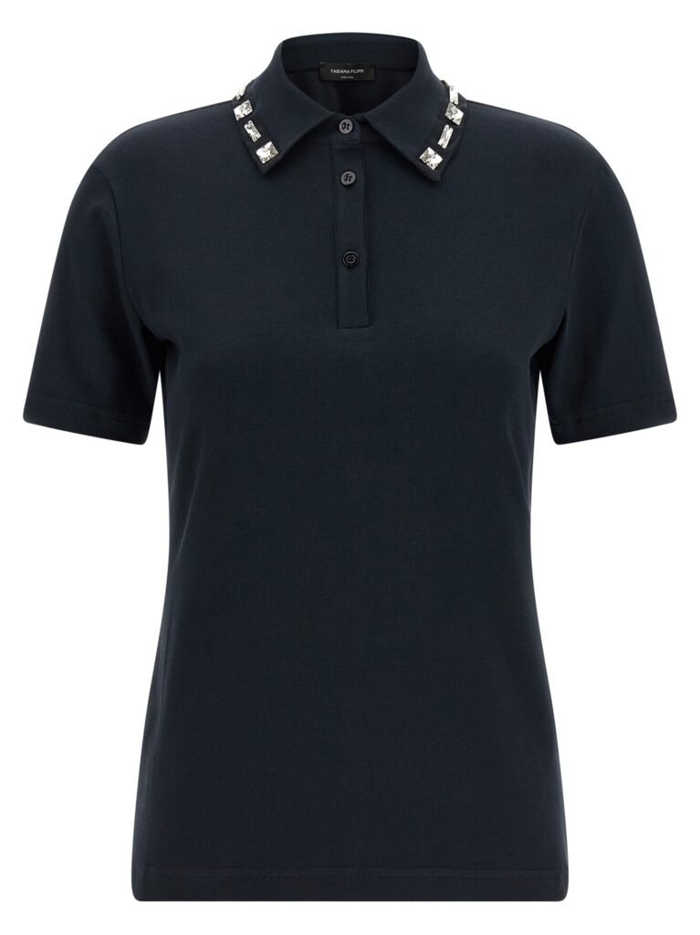 Crystal collar polo shirt