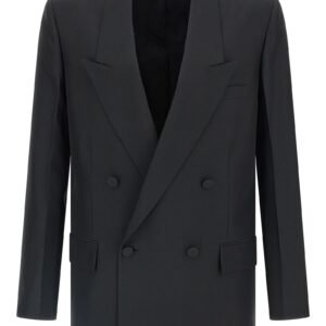 Double-breasted technical Panama blazer