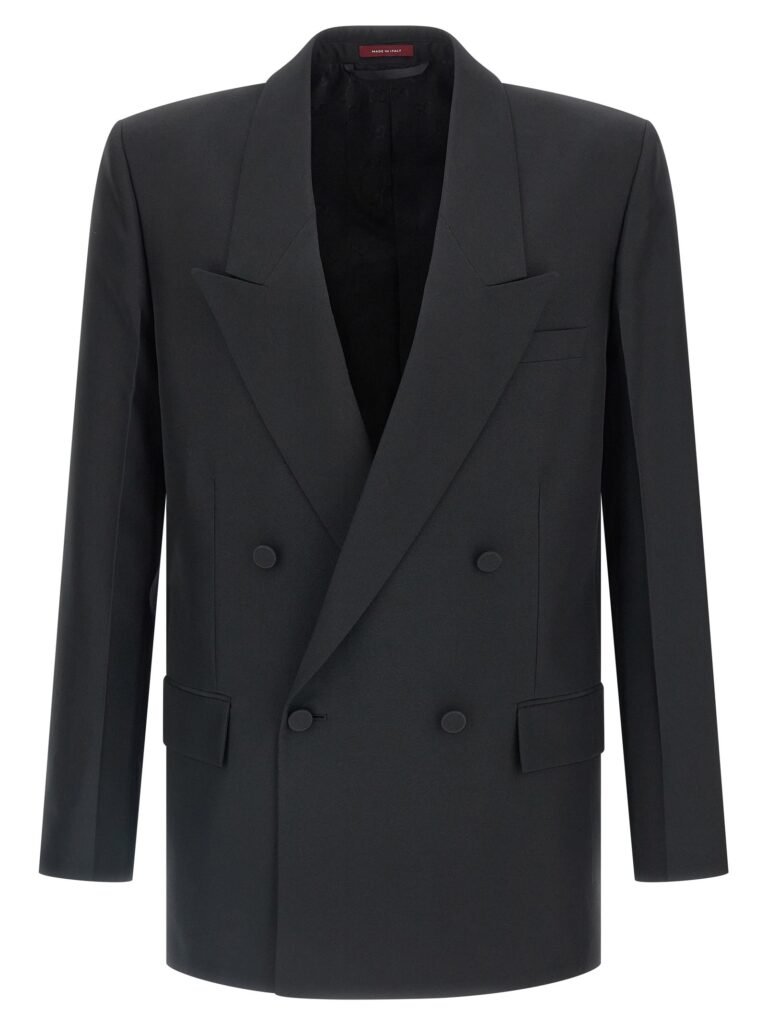 Double-breasted technical Panama blazer