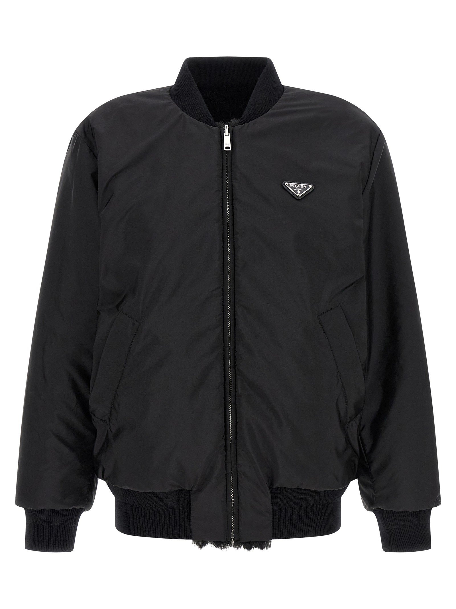 Eco-fur and Re-Nylon reversible bomber jacket - Image 2