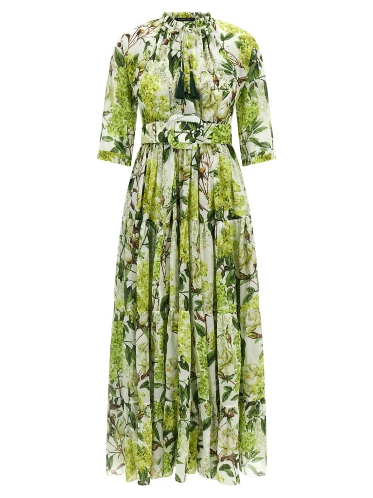 Eden' long dress in cotton muslin with all print