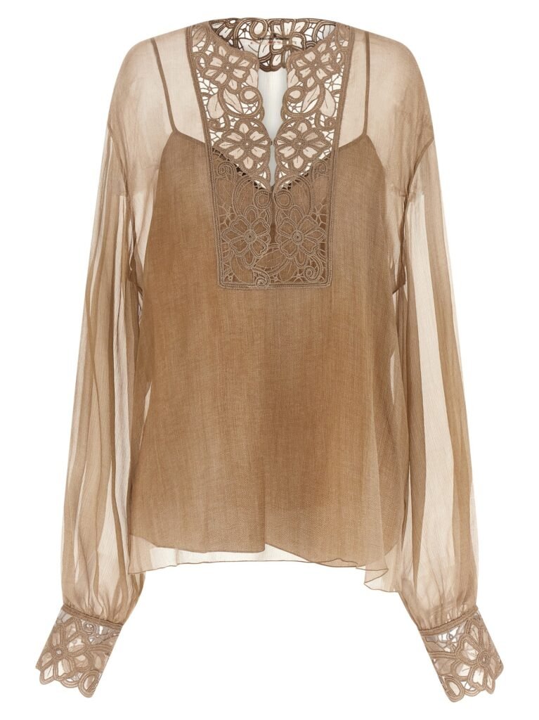 Floral carving blouse