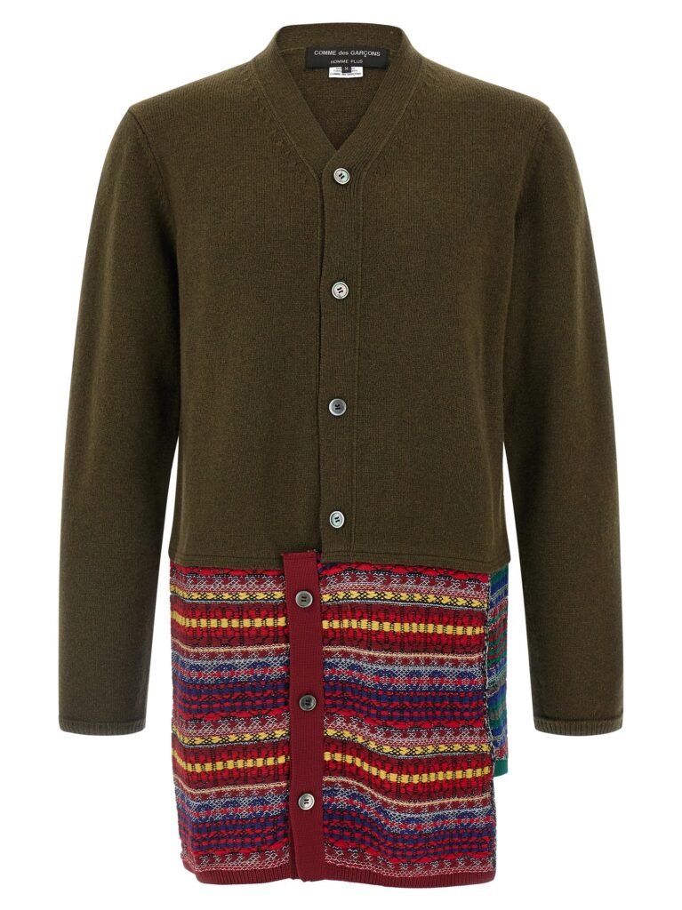 Jacquard insert cardigan