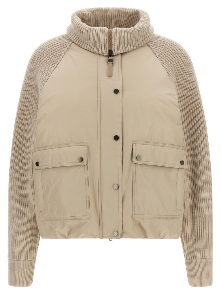 Knit insert down jacket