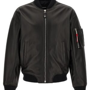 Leather bomber jacket