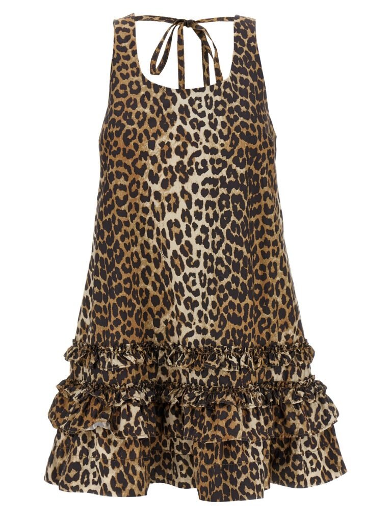 Leopard Cotton Poplin Mini' dress