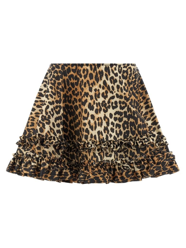 Leopard Duchesse Nylon Mini Frill' skirt