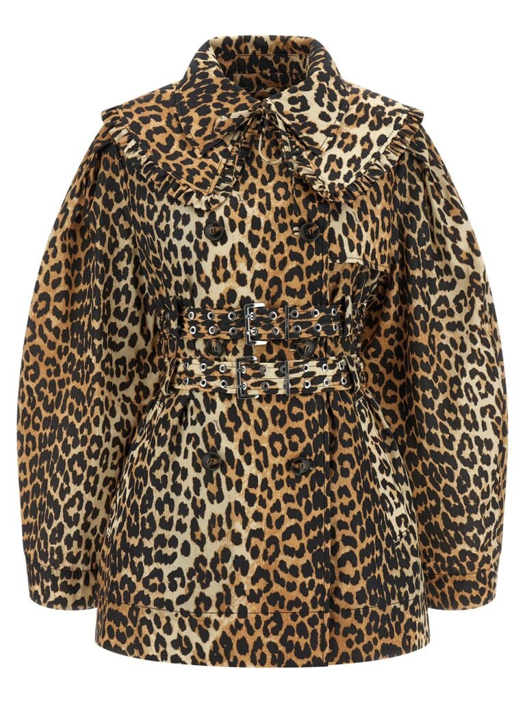 Leopard Duchesse Nylon Short' trench coat