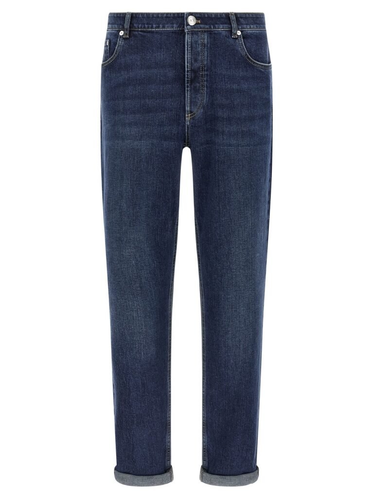 Logo embroidery stretch jeans