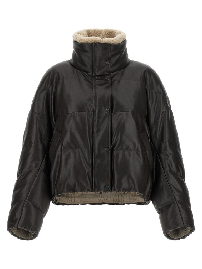 Padded leather jacket