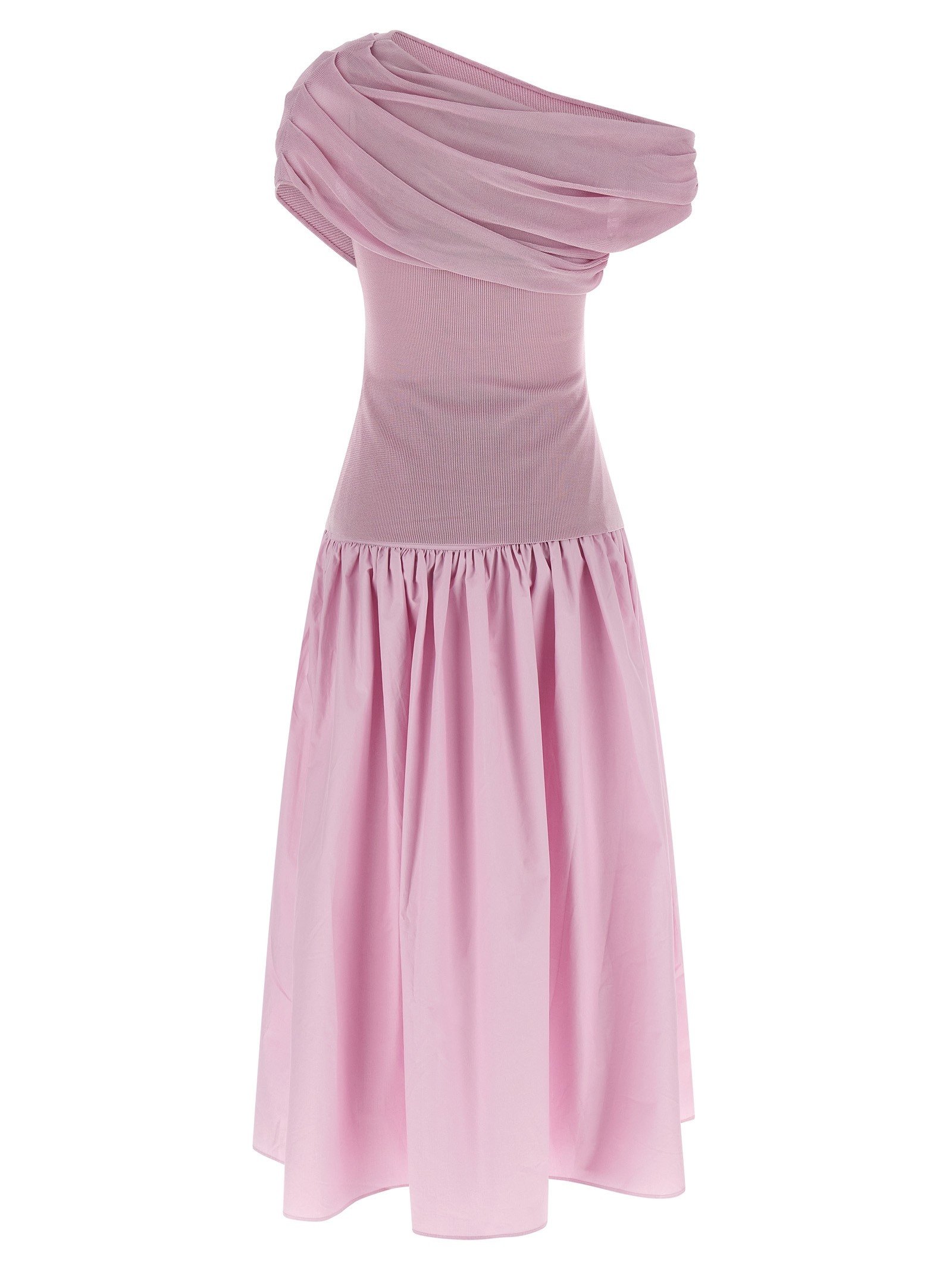Pink Cotton Draped Knit Midi' dress - Image 2