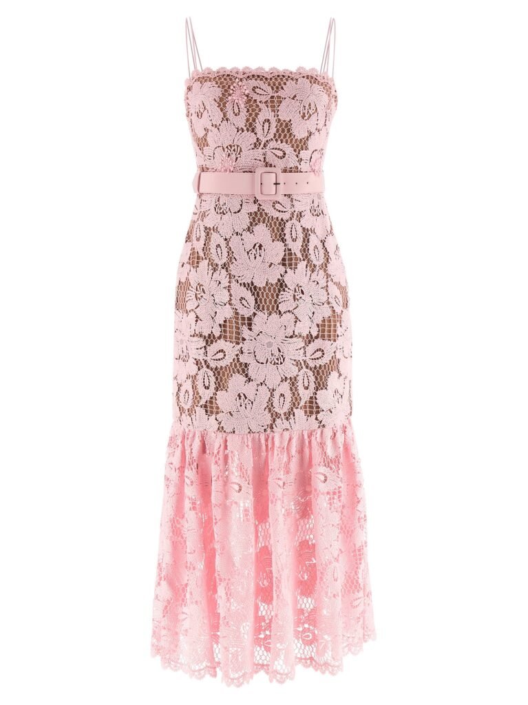 Pink Crochet Lace Midi' dress