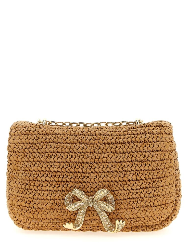 Raffia bow charm' shoulder bag