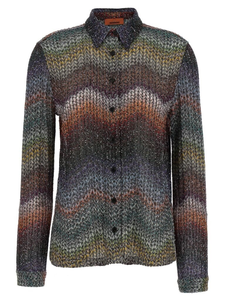 Sequin and lamé viscose shirt