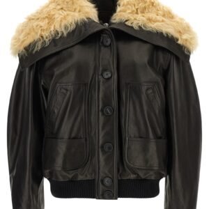 Shearling neck bomber jacket