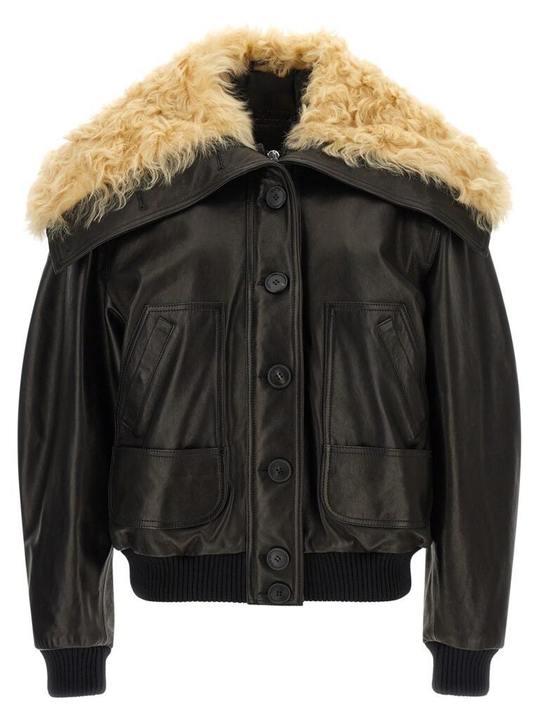 Shearling neck bomber jacket