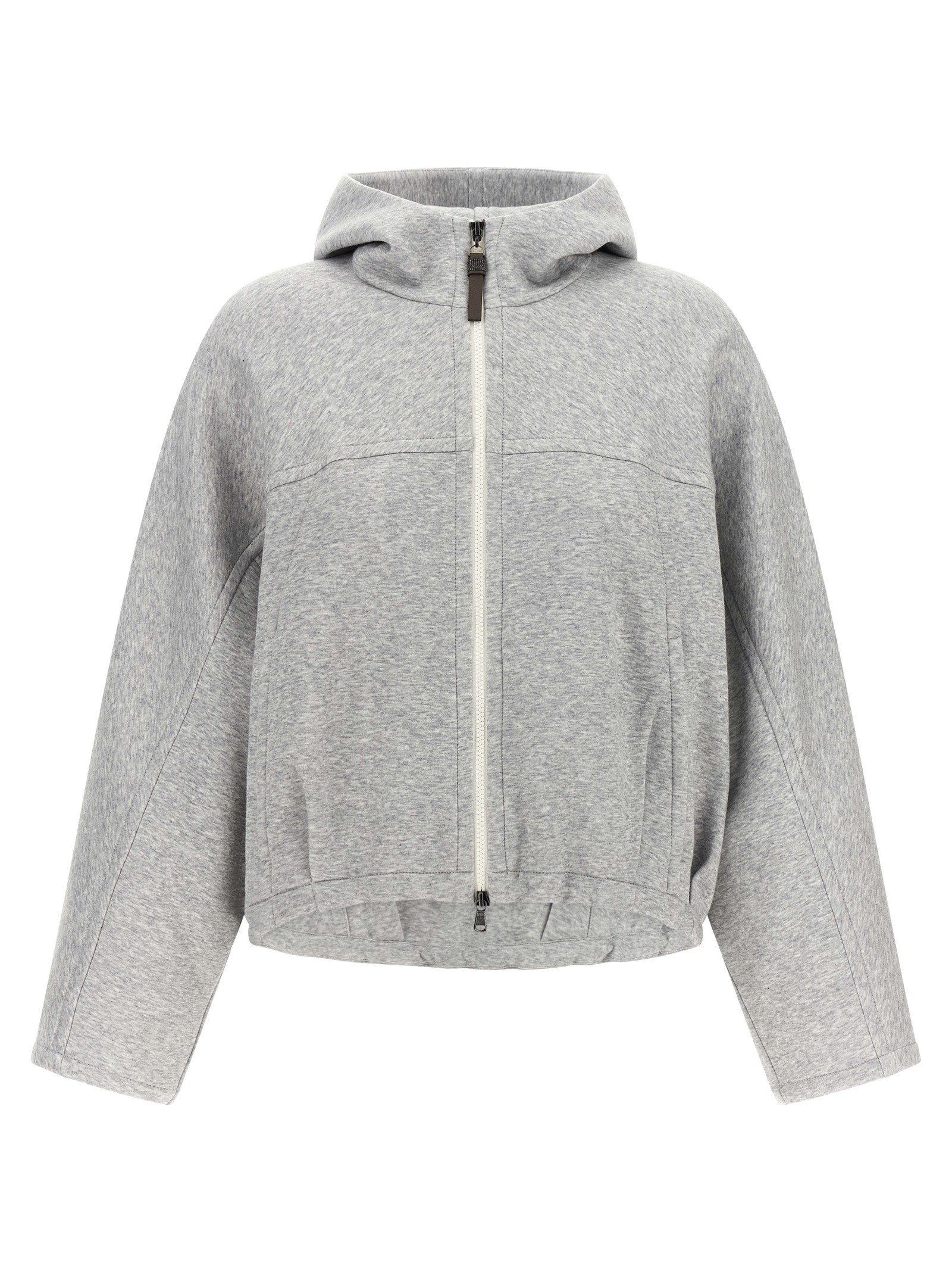 Shiny Zipper Pull' cropped hoodie